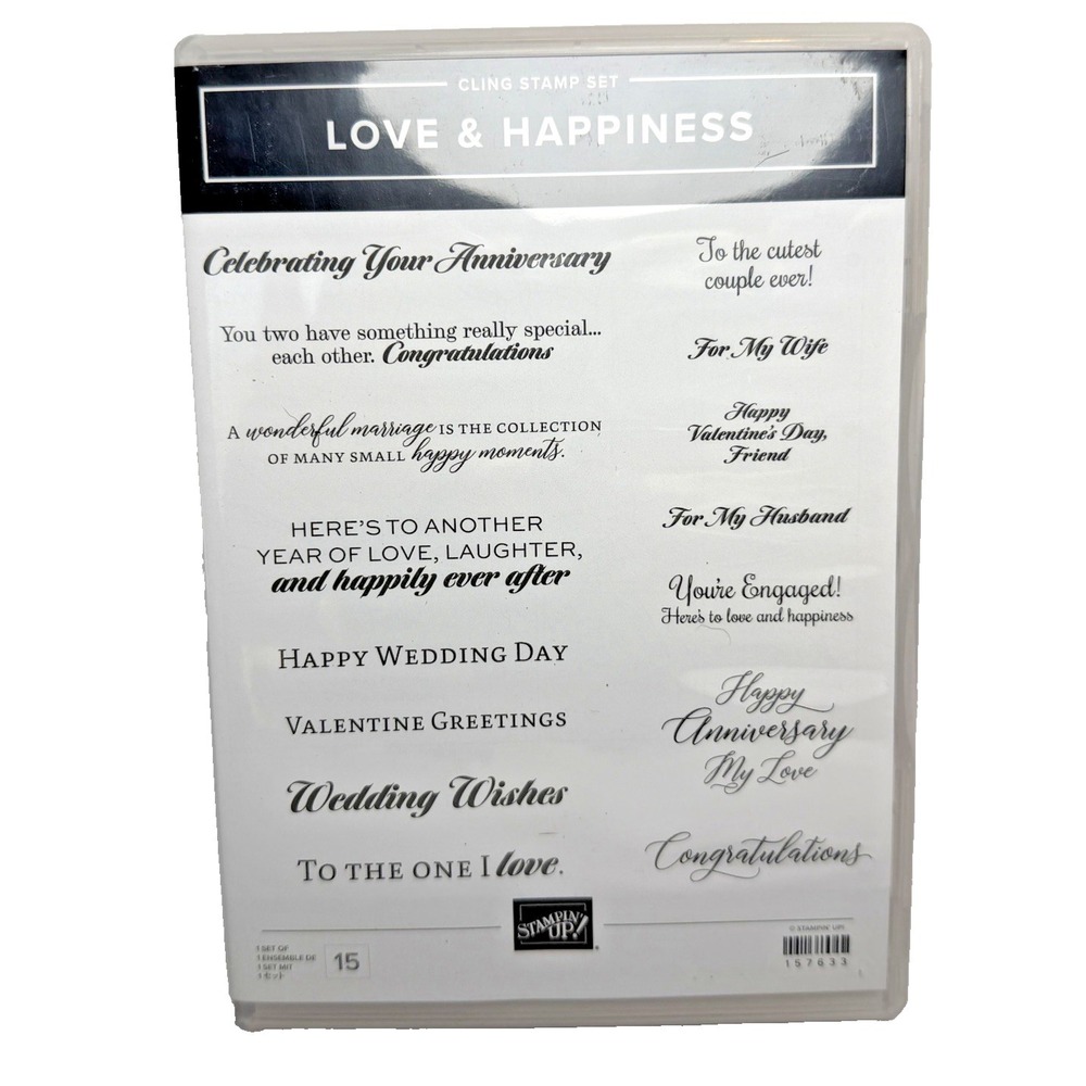 Stampin' up! Love and Happiness Cling Stamp Set 157633 Wedding Anniversay New